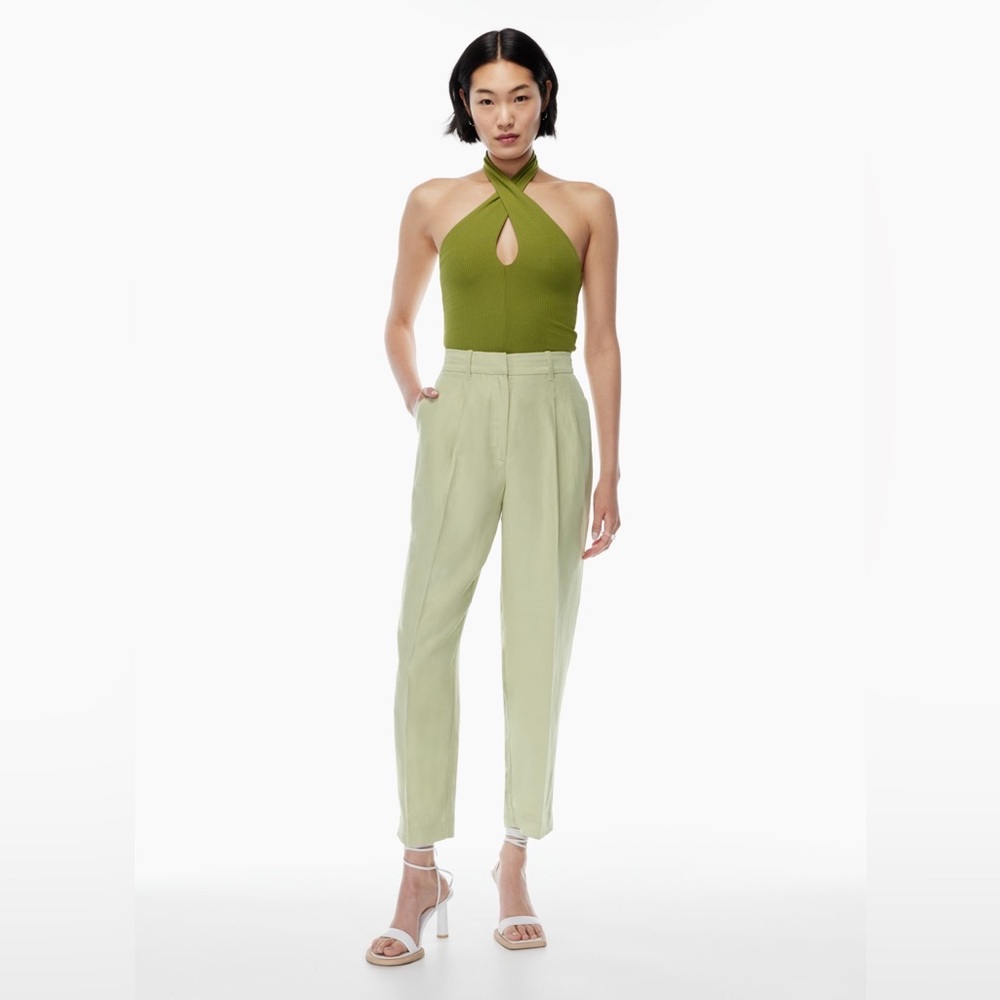 Aritzia Wilfred Linen Sage Green Carrot Pants
